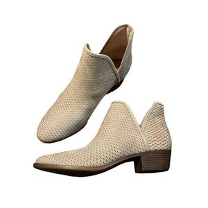 Lucky Brand Bashina Tan Suede Leather Block Heel Low Cut Booties